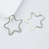 Star Flower Wire Hoop Siver 316L Stainless Steel Earring