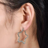 Star Flower Wire Hoop Siver 316L Stainless Steel Earring