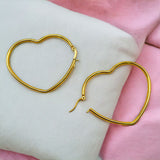 Heart Love Wire Hoop Siver 316L Stainless Steel 18K Gold Earring