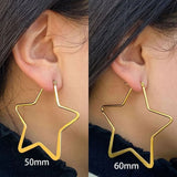 Star Flower Wire Hoop Siver 316L Stainless Steel 18K Gold Earring