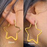 Star Flower Wire Hoop Siver 316L Stainless Steel 18K Gold Earring