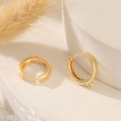 Cubic Zirconia Gold Hoop Earring Pair For Women