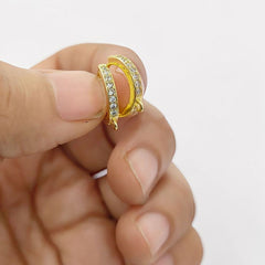 Cubic Zirconia Gold Hoop Earring Pair For Women
