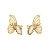 Dual Butterfly Black 18K Gold Cubic Zirconia Enamel Copper Anti Tarnish Ear Cuff Earring For Women