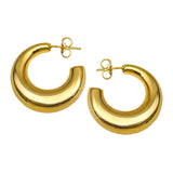 Crescent Stainless Steel Anti Tarnish 18K Gold Hoop Earring Pair Women