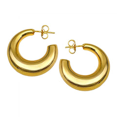 Crescent Stainless Steel Anti Tarnish 18K Gold Hoop Earring Pair Women
