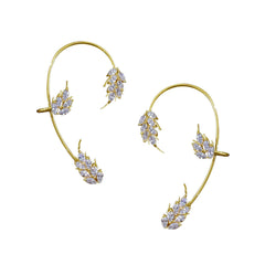 Floral Cubic Zirconia Marquise 18K Gold Copper Ear Cuff Earring