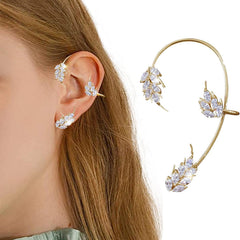 Floral Cubic Zirconia Marquise 18K Gold Copper Ear Cuff Earring