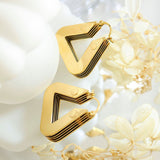 Layered 3D  Triangle Chunky 18K Gold Anti Tarnish Hoop Earring for Women