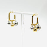 Glossy Balls Two Tone 18K Gold Anti Tarnish Hoop Bali Earrings for Women