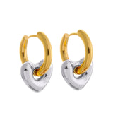 Heart Love Glossy Silver 18K Gold Hoop Drop Earring for Women