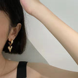 Love Heart Glossy Silver 18k Gold Dangling Hoop Earring for Women