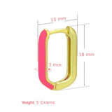 Enamel 18K Gold Copper Rectangle Hoop Stud Earring for Women