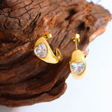Cubic Zirconia Heart Copper Glossy 18K Gold Hoop Earring for Women
