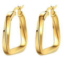 3D Triangle Copper 18k Gold Hoop Bali Earring for Women