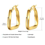 3D Triangle Copper 18k Gold Hoop Bali Earring for Women