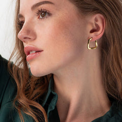 3D Triangle Copper 18k Gold Hoop Bali Earring for Women