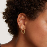 3D Triangle Copper 18k Gold Hoop Bali Earring for Women