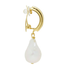 Tulip Enamel Baroque Pearl Gold Copper Dangling Drop Earring for Women