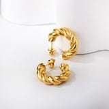 Twisted Croissant Glossy Copper Gold Hoop Bali Earrings for Women