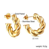 Twisted Croissant Glossy Copper Gold Hoop Bali Earrings for Women