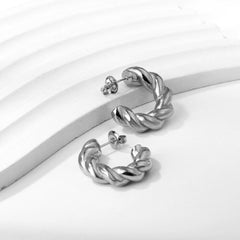 Twisted Croissant Glossy Copper Gold Hoop Bali Earrings for Women