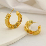 Beaten Gold Glossy 18K Gold Anti Tarnish Copper Hoop Bali Earring for Women