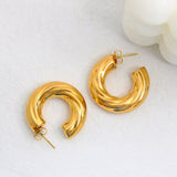Layered Gold Glossy 18K Gold Anti Tarnish Copper Hoop Bali Earring for Women