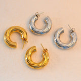 Layered Gold Glossy 18K Gold Anti Tarnish Copper Hoop Bali Earring for Women