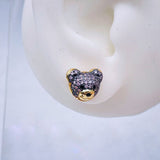 Green Teddy Bear 18K Gold Copper Stud Earring for Women