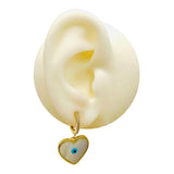 Heart Love Mother Of Pearl Evil Eye 18K Gold Anti Tarnish Hoop Drop Earring For Women