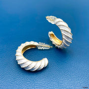 Simple Enamel White 18K Gold Anti Tarnish Hoop Stud Earring For Women