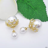 Pearl Back Closer White 18K Gold Cubic Zirconia Pearl Copper Anti Tarnish Drop Earring For Women