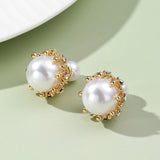 Pearl Back Closer White 18K Gold Cubic Zirconia Pearl Copper Anti Tarnish Drop Earring For Women