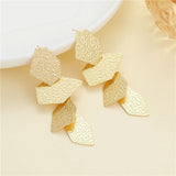 Geometric Shape Dented 18K Gold Anti Tarnish Dangler Earring For Women