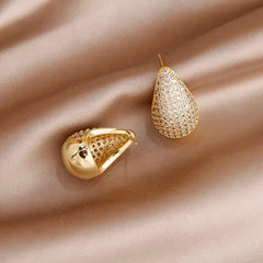 Teardrop Pave Paisley Mango CZ Gold Anti Tarnish Stud Earring