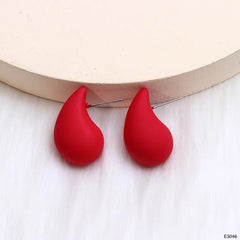 Resin Tear Drop Red Silver Anti Tarnish Stud Earring For Women
