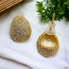 Frosted Ball Cubic Zirconia 18K Gold Anti Tarnish Stud Earring Pair For Women