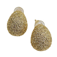 Frosted Ball Cubic Zirconia 18K Gold Anti Tarnish Stud Earring Pair For Women