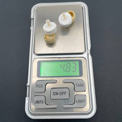 Frosted Ball Cubic Zirconia 18K Gold Anti Tarnish Stud Earring Pair For Women