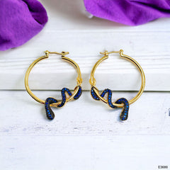 Snake 18K Gold Plated Anti Tarnish Cubic Zirconia Hoop Earring For Women