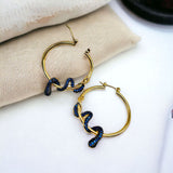 Snake 18K Gold Plated Anti Tarnish Cubic Zirconia Hoop Earring For Women