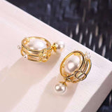 Ball Pearl 18K Gold Anti Tarnish Stud Drop Earring For Women