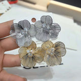 Filigree Flower Cubic Zirconia 18K Gold Anti Tarnish Stud Earring For Women
