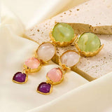 Multi Gemstone Beads Pearl Multicolour 18K Gold Anti Tarnish Dangler Drop Earring For Women