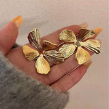Folded Flower 18K Gold Anti Tarnish Stud Earring For Women