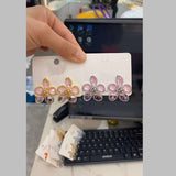 Flower Cubic Zirconia Pink 18K Gold Acrylic Anti Tarnish Stud Earring For Women