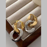 Curb Chain 18K Gold Silver Anti Tarnish Dangler Hoop Earring For Women