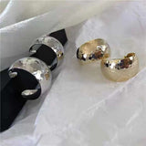 Dented 18K Gold Anti Tarnish Hoop Earring For Women