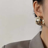 Dented 18K Gold Anti Tarnish Hoop Earring For Women